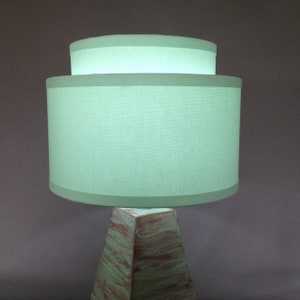 2-Tier 12&quot; hardback lampshade in Mint Green decor fabric. Best for small table and swing arm lamps.