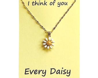 Dainty Enamel Daisy Necklace: Layering Jewelry Gift