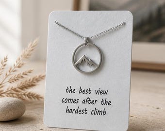 Silver Mountain Pendant Necklace, Adventure Gift for Her