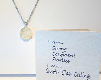 Painted Cracked Glass Pendant Necklace