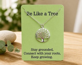 Dainty Silver Tree Necklace: Layering Pendant Jewelry