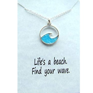 Druzy Blue Wave Necklace, Wave pendant , dainty necklace, Find Your Wave Jewelry, Gift for Her, Layering necklace, Sand and Surf, Vacation