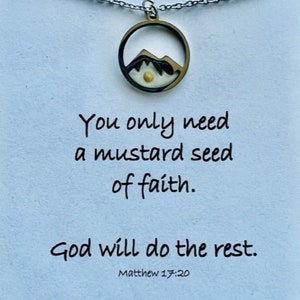 Mustard Seed Mountain Pendant: Stainless Steel Faith Necklace