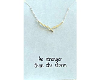 Silver Double Lightning Bolt Pendant Necklace: Encouragement Gift