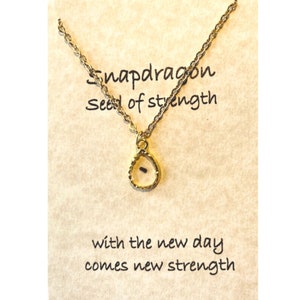 Snapdragon Seed of Strength Resin Pendant Necklace, Gift of Strength, Gift for Her, Snapdragon Seed Necklace