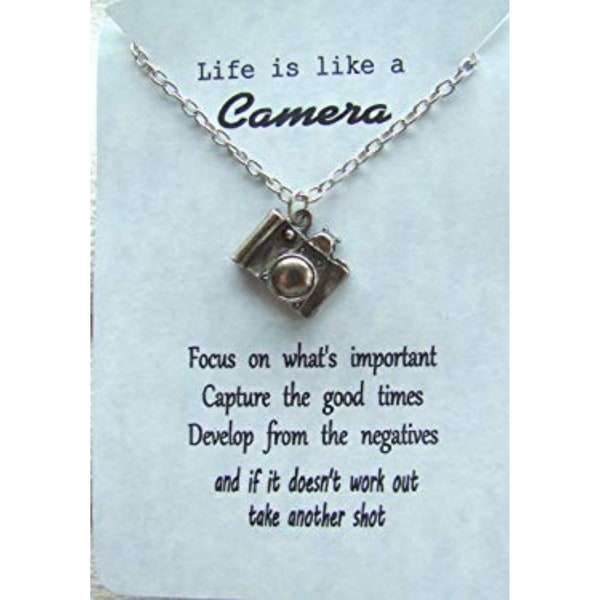 Camera Necklace, Focus Pendant, Life is Like a Camera,  Layering necklace, Gift for Her, Inspiration, Encouragement