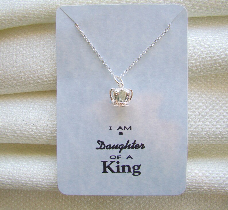 I Am a Daughter of a King Necklace Crown Pendant Dainty Etsy