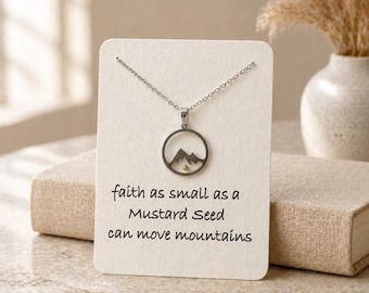 Mustard Seed Necklace: Stainless Steel Mountain Pendant, Gift of Faith