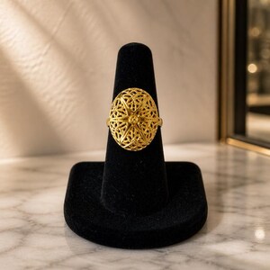 Plain and Simple Gold tone Essential Oil Diffuser Ring, Aromatherapy Ring, Wear Your Oils
