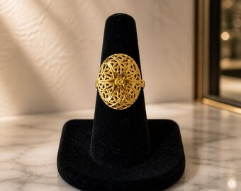 Plain and Simple Gold tone Essential Oil Diffuser Ring, Aromatherapy Ring, Wear Your Oils