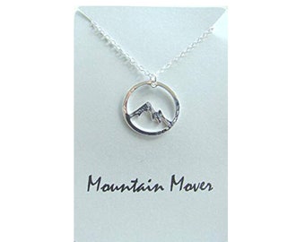 Mountain Mover Pendant, Mountain Necklace, Mountain Charm Jewelry, Gift for Her, Graduation, Empowerment