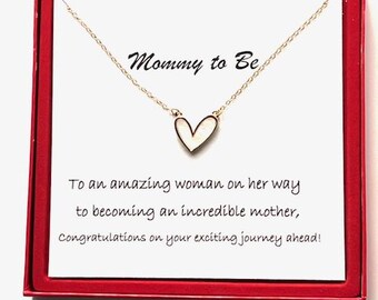 Mommy to Be Heart Necklace: Gold Tone Pregnancy Gift