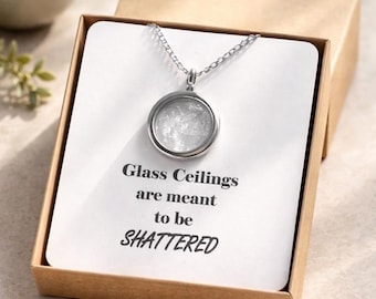 Shattered Glass Ceiling Pendant: Empowerment Necklace, Stainless Steel Chain
