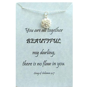 You are all together beautiful, my darling, there is no flaw in you, faith jewelry, Song of Solomon 4:7,  dainty necklace