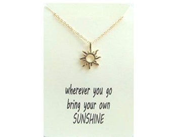Dainty Gold Dipped Sun Necklace: Layering Pendant Jewelry