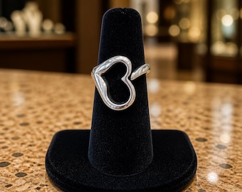 Adjustable Sterling Silver Open-Heart Ring