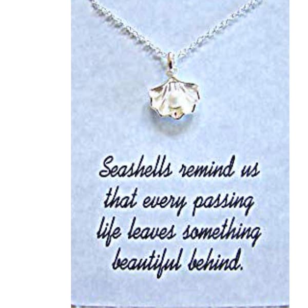 Seashells are reminders necklace,  Sea shell with pearl dainty necklace, Memorial Gift, Sympathy, Little Gift of Kindness