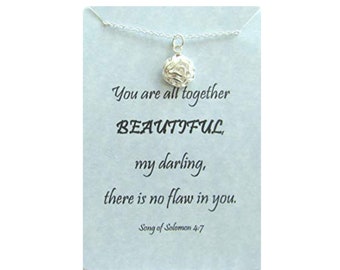 You are all together beautiful, my darling, there is no flaw in you, faith jewelry, Song of Solomon 4:7,  dainty necklace