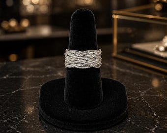 Adjustable Braided Sterling Silver Multi-Band Ring