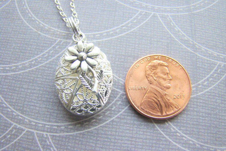 Flower Essential Oil Diffuser Necklace: Sterling Silver Aromatherapy Pendant image 5