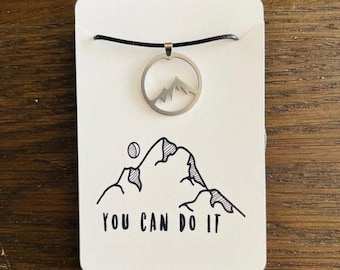 Stainless Steel Mountain Pendant Necklace, Encouragement Gift