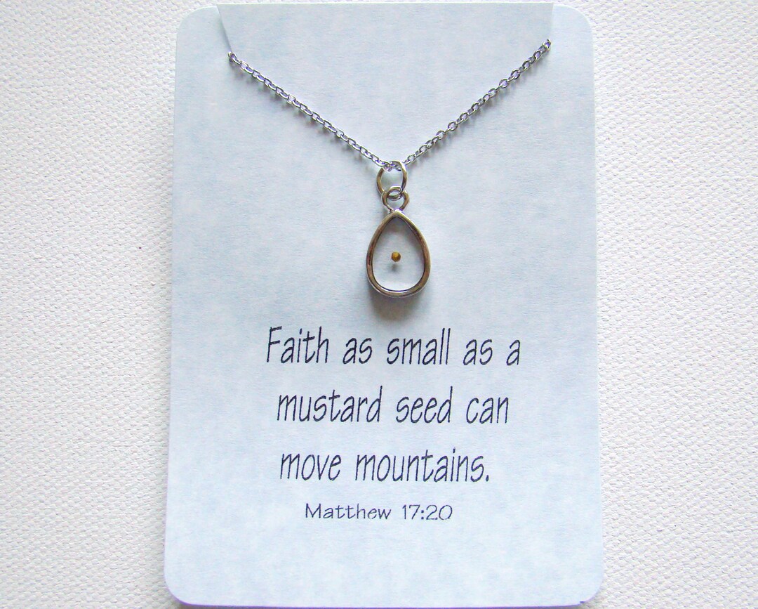 Mustard Seed Teardrop Pendant Necklace: Gift of Faith