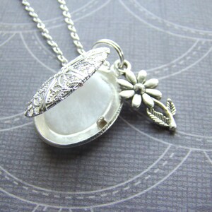 Flower Essential Oil Diffuser Necklace: Sterling Silver Aromatherapy Pendant image 4