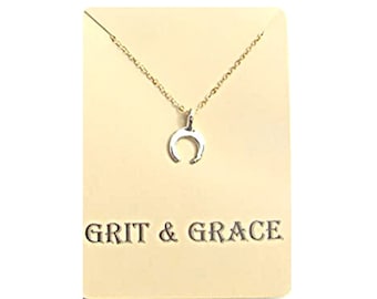 Grit & Grace Necklace, dainty pendant, Jewelry with meaning, Tribal Horn Necklace, Feminism, Empowerment, Gift for Her