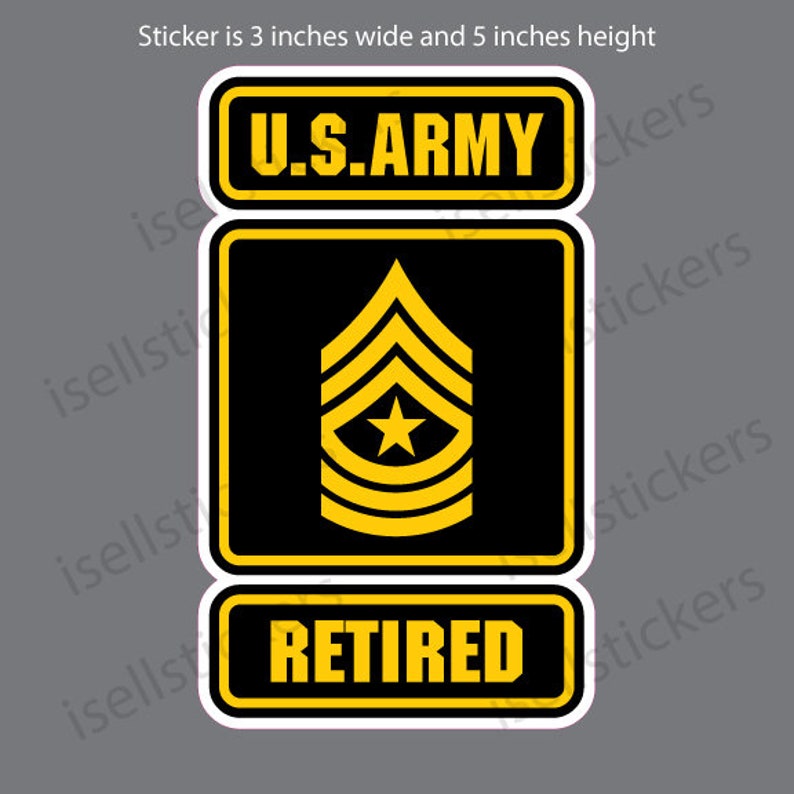 Army Retired Sergeant Major SM E9 Rank Bumper Sticker Window Etsy