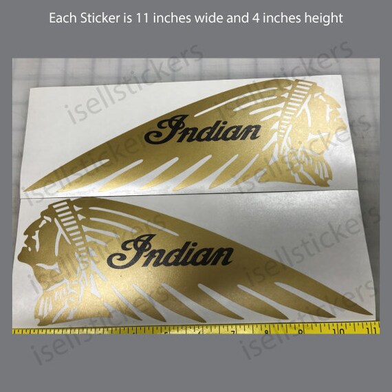 INDIAN WAR BONNET MOTORCYLES Vinyl Decal Adhesive Sticker 11"x4" Black 2 Pcs 