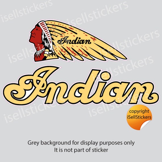 Indian Motorcycle Script And Headdress Bumper Sticker Window Etsy