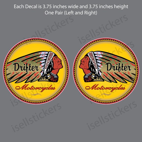 Kawasaki Drifter Indian gas tank decals with Drifter Script Motorcycle