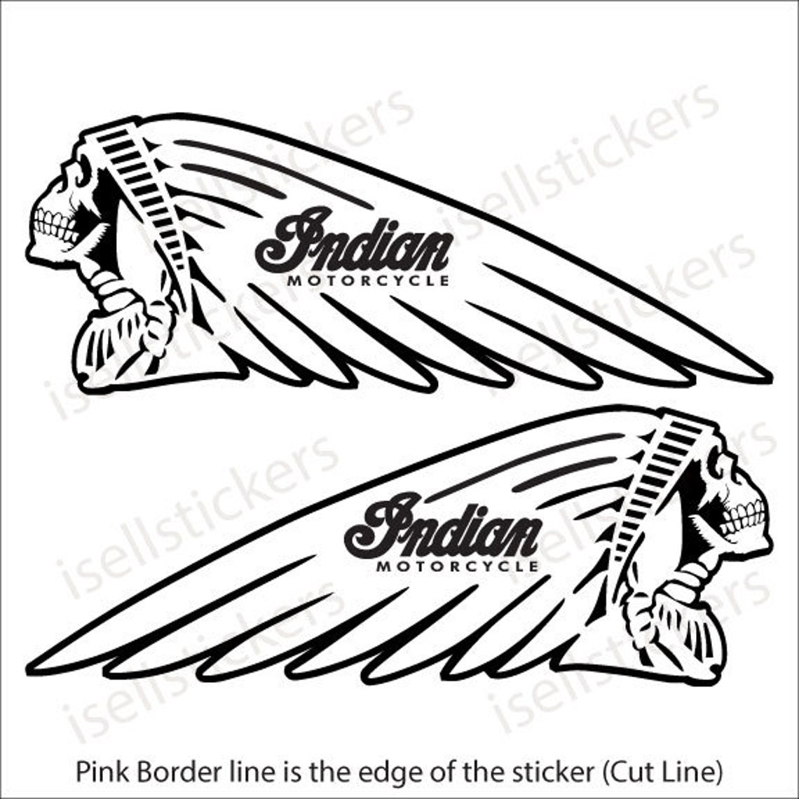 BM12107 Indian Motorcycle Skeleton Head Logo Tank Sticker Etsy