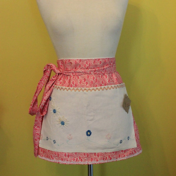 Women's vintage Heirloom upcycled half apron/hostess/embroidery apron/eco friendly/ farmhouse apron/shabby chic /cottage style/Mother's day