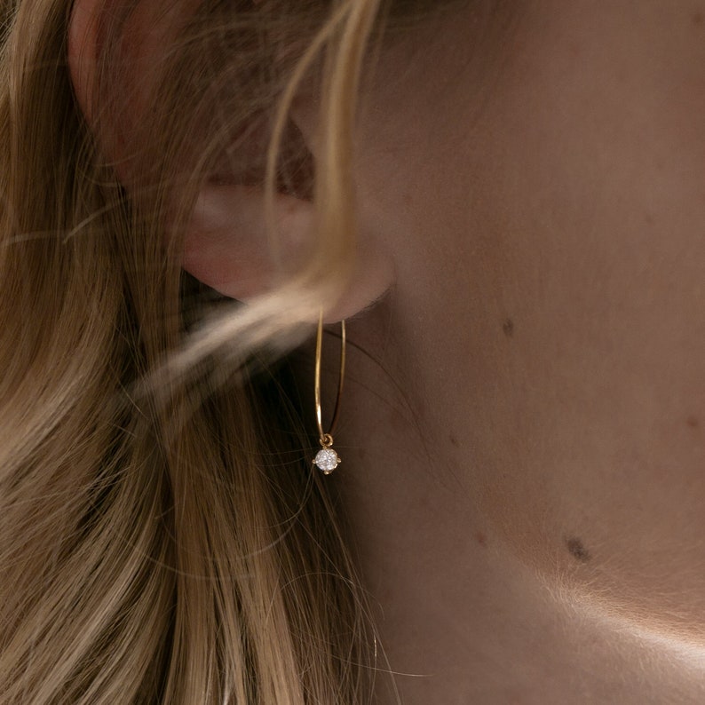Maggie \u2022 Earrings creoles with crystal pendant \u2022 Crystal pendant \u2022 earrings ear pendant ear earrings chainneck \u2022 Creoles \u2022 gold