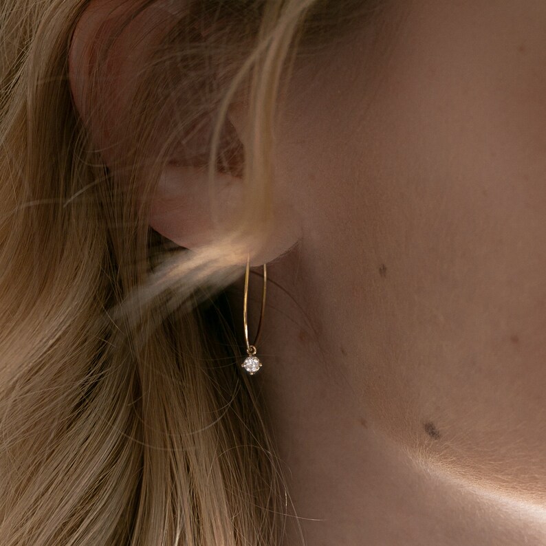 Maggie \u2022 Earrings creoles with crystal pendant \u2022 Crystal pendant \u2022 earrings ear pendant ear earrings chainneck \u2022 Creoles \u2022 gold