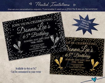 PRINTED Elegant Sparkling Bling Silver Gold Diamond Party Invitation Invite Personalized Digital