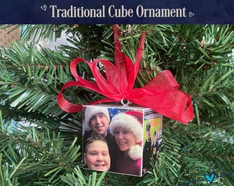 Personalized Cube Ornament Keepsake Gift Family, Friends, Coworkers, Holidays, Birthday, Anniversary, Graduation, Wedding, Baby