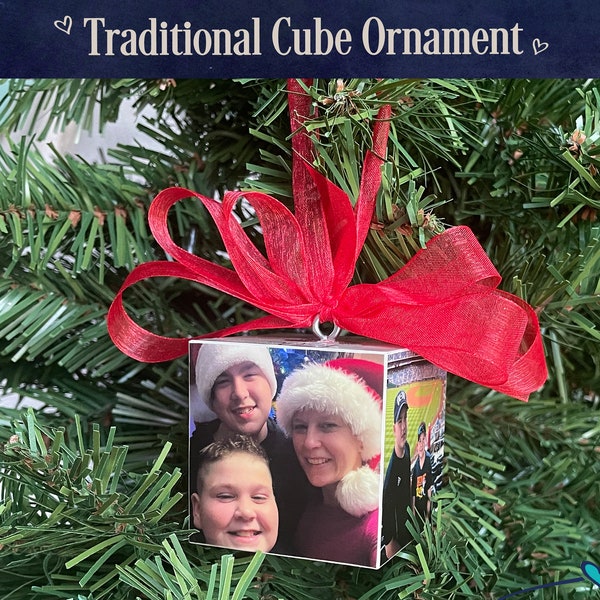 Personalized Cube Ornament Keepsake Gift Family, Friends, Coworkers, Holidays, Birthday, Anniversary, Graduation, Wedding, Baby