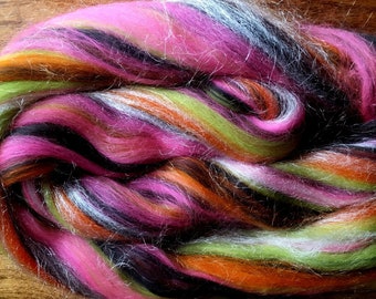 FREE SHIPPING - Roving - Merino/Bamboo/Firestar Top  Custom Blended (60/20/20) - Chameleon  (2 oz)