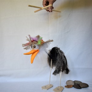 Ostrich Marionette Puppet on four Strings, Ostrich Soft Toy Puppet, Ostrich Marionette Toy, Children's Gifts by The Puppet Art image 5