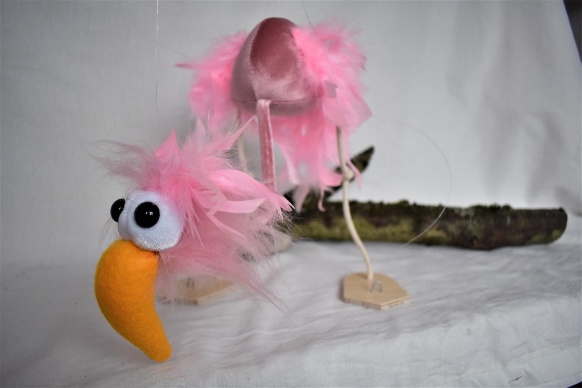 Flamingo Puppet on Four Strings Ostrich Soft Toy Etsy UK