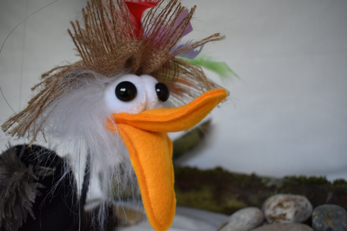 Ostrich Puppet on Four Strings, Ostrich Soft Toy Puppet