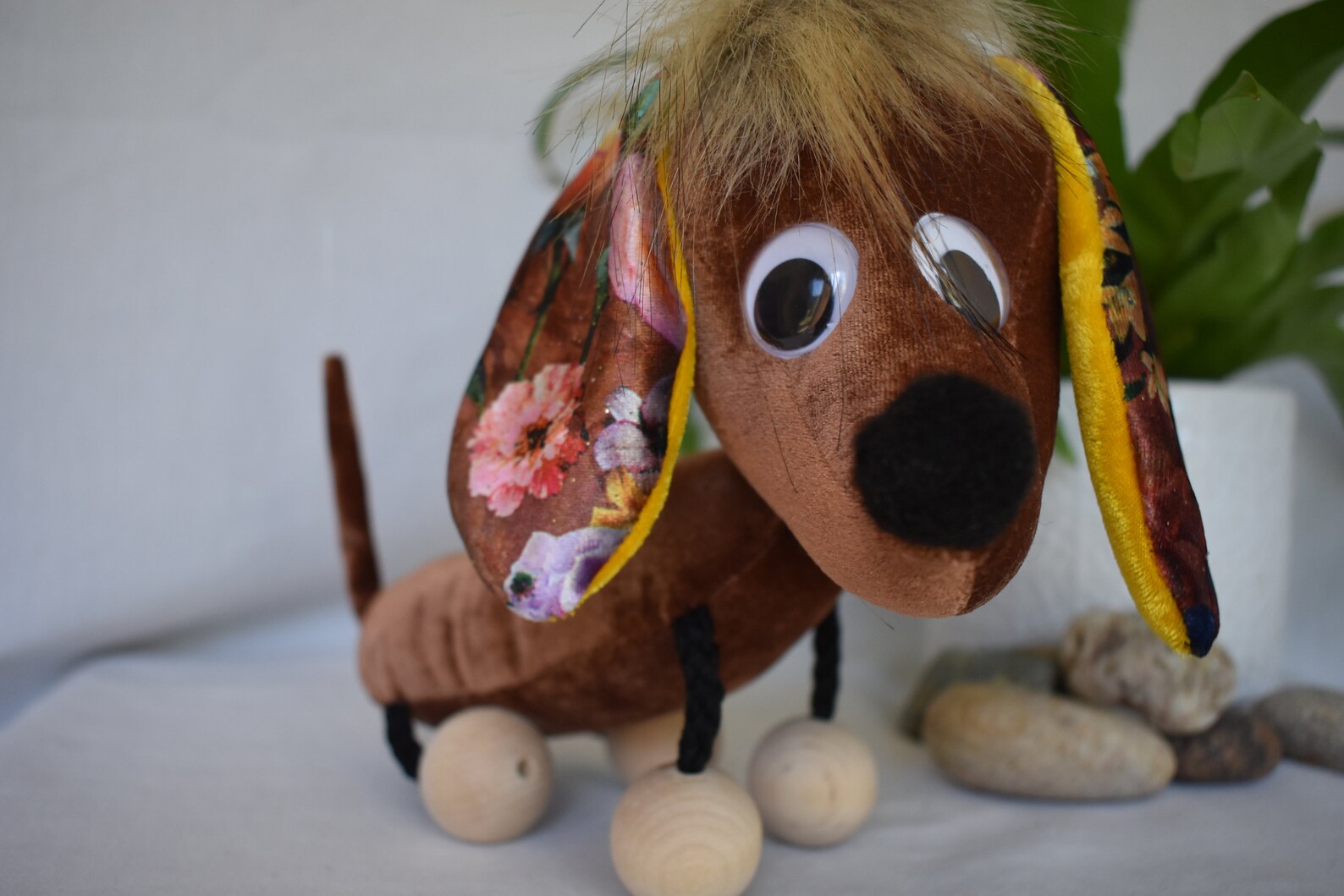 Dachshund Dog Puppet on Two Strings, Animal Doll, Puppet