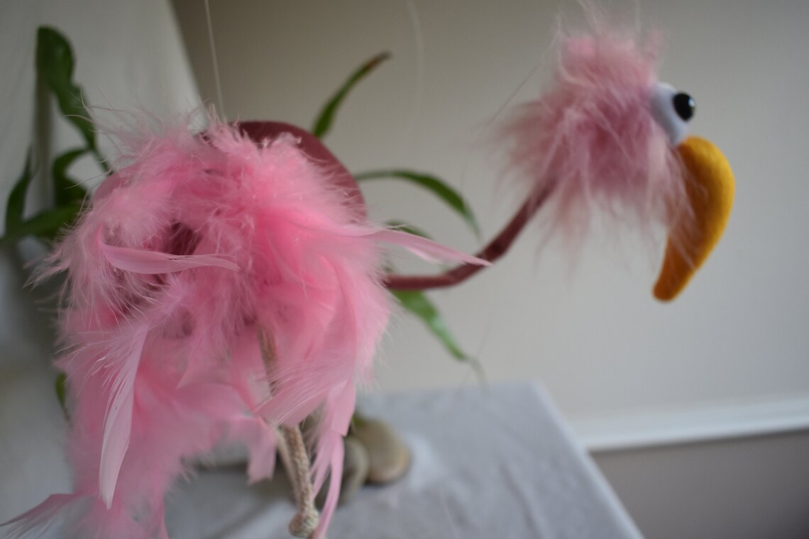Flamingo Puppet on Four Strings Ostrich Soft Toy Etsy UK