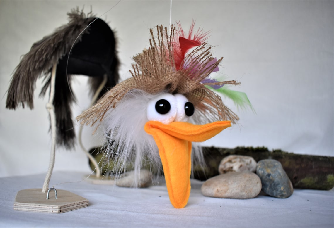 Ostrich Puppet on Four Strings, Ostrich Soft Toy Puppet