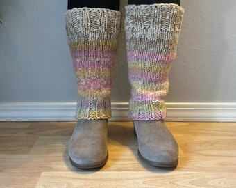 Calentadores de tobillo grandes de lana suave - Beige - Blanco - Pasteles - Rosa - Amarillo - Naranja - Calentadores de piernas