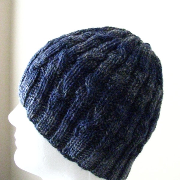 Men's Knit Hat Sock Yarn Hat Knitting pattern ' Cosmo'  for Mens knitted hat.