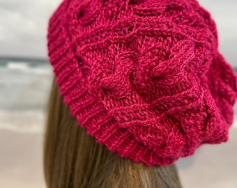 Briana Cable Knit Hat Pattern: Slouchy Beanie (PDF Pattern) English Only