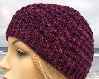 Women's Knitted Hat pattern, Cabled Slouchy Hat (Digital Download) Tillie, English only